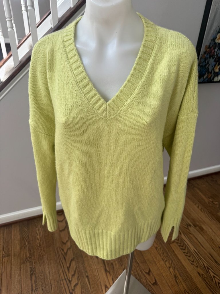 Favorite Daughter The William V-Neck Sweater Wool Cashmere Citron Size Xs